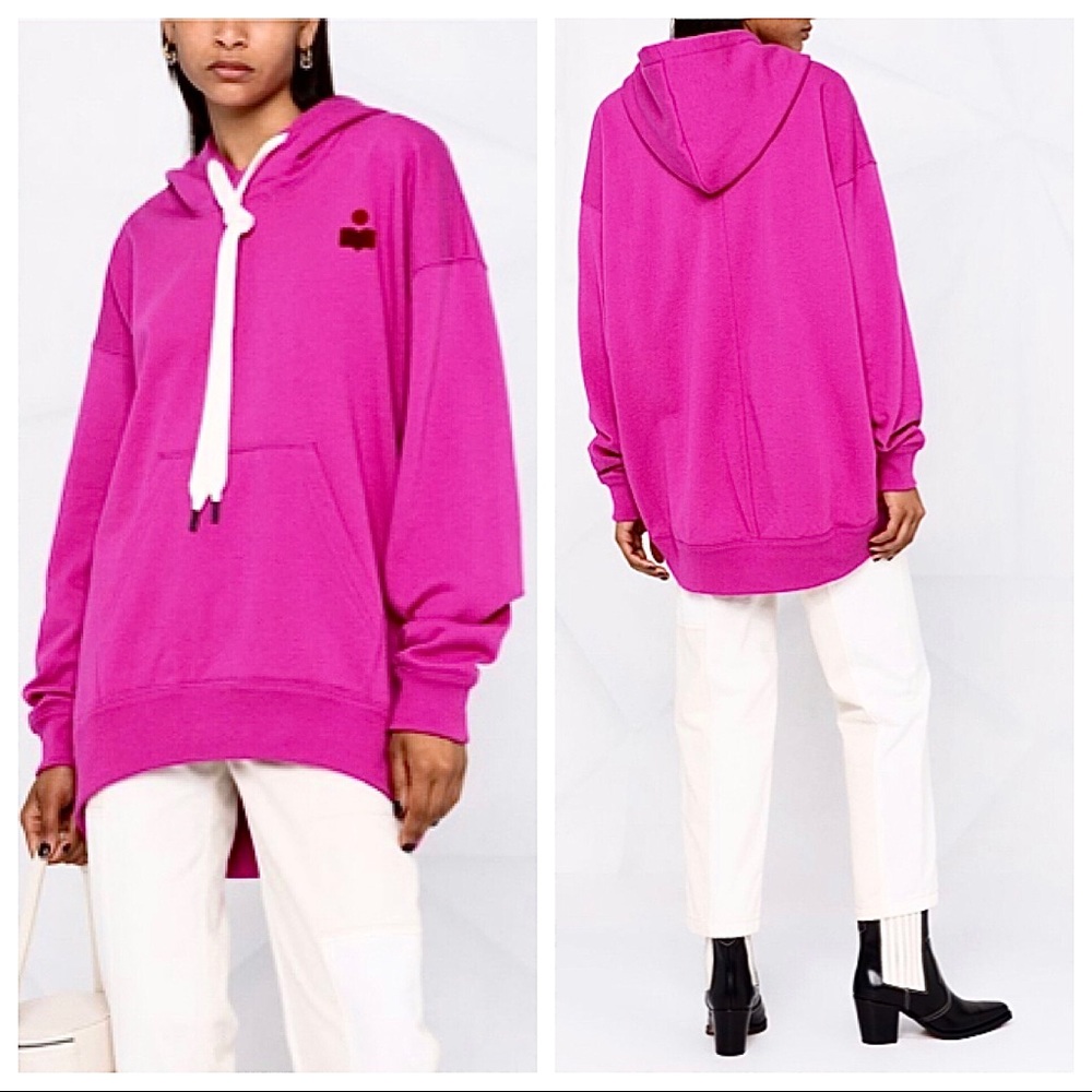 Isabel Marant Etolie Hoodie Sweatshirt Oversize Pink Logo Moline Hooded Euro 36